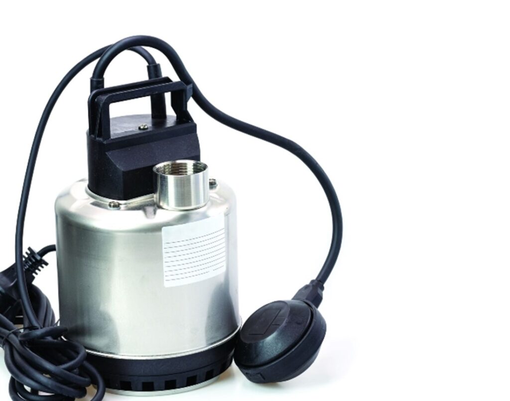 A sump pump on a white background in Green Bay, Wisconsin area.